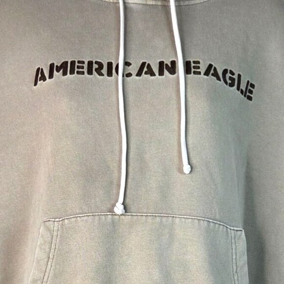 American Eagle Relaxed Fit Graphic Hoodie Beige M - Picture 3 of 7